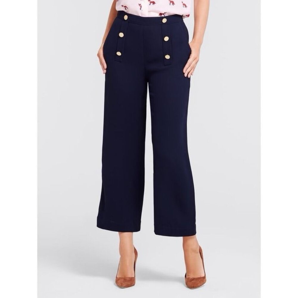 J. Crew Factory Dark Blue Ankle Pants with Gold Buttons